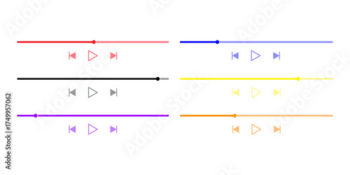 Abstract vector music or video play bar icon set. Showcasing different color combination music or video play bar icon designs