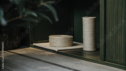 Minimalist home decor featuring natural rope accents
