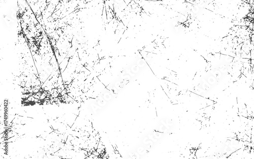 Gritty distressed texture overlay with vintage grunge imperfections for design.black and white rough vintage distress background 
