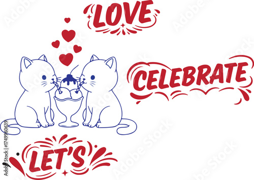 Let's Celebrate Love Kittens Valentine's Day Icon