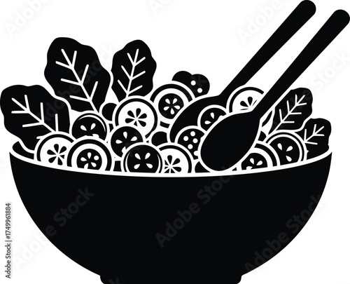 Healthy cooking vector art of fresh salad in a bowl for healthy eating lifestyle