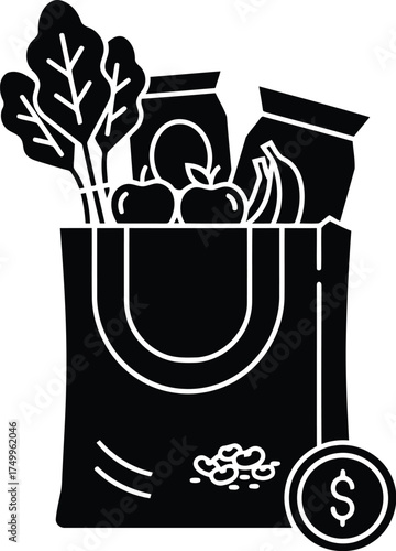 Healthy cooking vector art of grocery bag with healthy food, representing a good deal