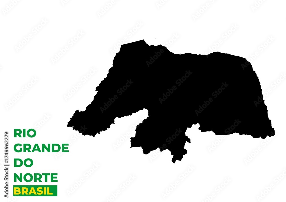 Obraz premium Mapa do Estado de Rio Grande do Norte, Brasil