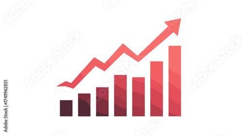 Free Download A red bar graph with an arrow indicating growth or success on a black background representing positive progress and achievement. - GFXLoad