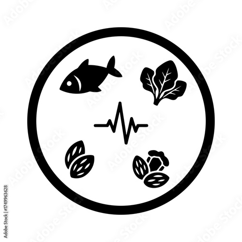 Specialized nutrition sports nutrition vector art of healthy food for heart, vector illustration