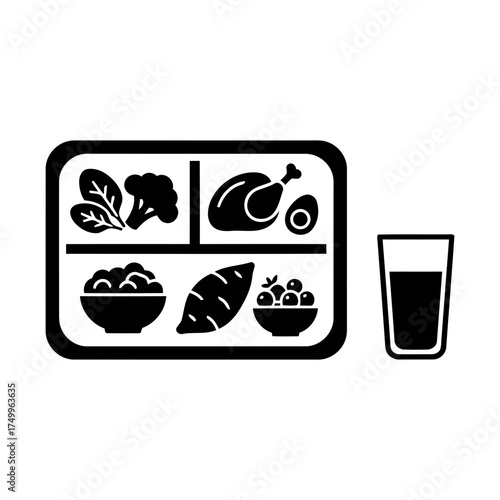 Specialized nutrition sports nutrition vector art of balanced diet food, vector illustration
