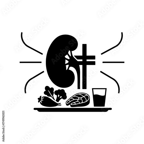 Specialized nutrition sports nutrition vector art of kidney diet plate for renal health and wellbeing
