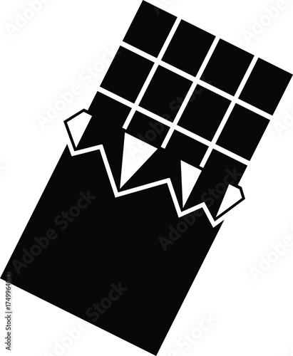 Chocolate Bar Silhouette. Black and White Icon Design Elements on Isolated White Background