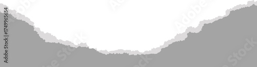 Ripped gray paper of notebook. Piece of page and sheet with torn edge for banners templates and scrapbooking design. Rough vintage patch and cardboard shape