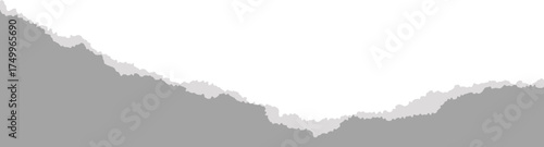 Ripped gray paper of notebook. Piece of page and sheet with torn edge for banners templates and scrapbooking design. Rough vintage patch and cardboard shape