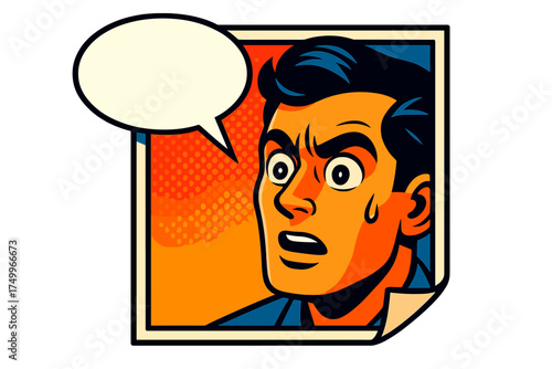 Vibrant Comic Close-Up. Isometric vector illustration set Comic Panel Close-Up: single character panel zoomed in with speech