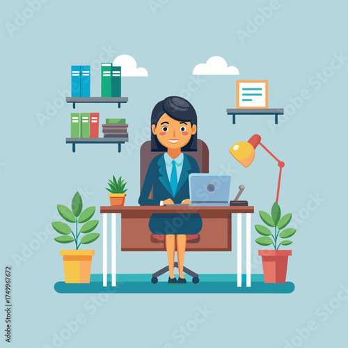business woman working in office