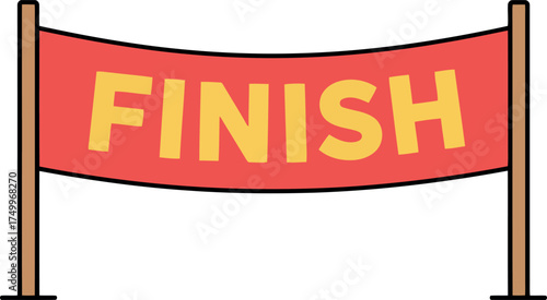Red finish line banner celebrating victory and achievement vector