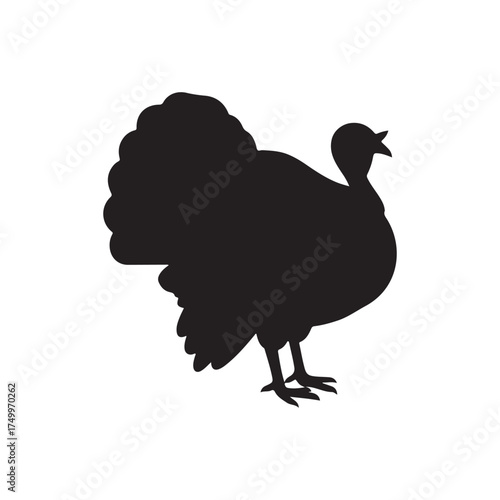 White turkey bird silhouette vector flat illustration design