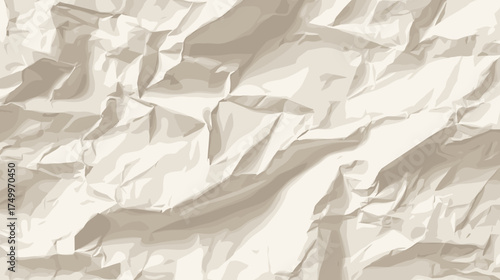 Detailed illustration of crumpled paper with visible folds and creases, depicting an abstract design, a textured surface, and creative art form.