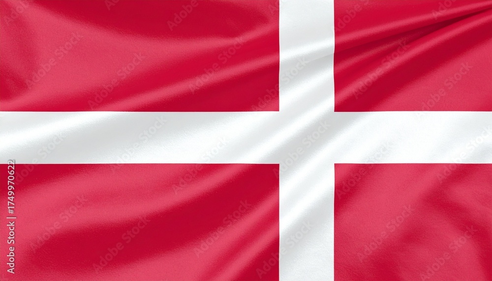 Fototapeta premium Denmark national flag (Dannebrog) with red field and white Scandinavian cross shifted toward hoist.