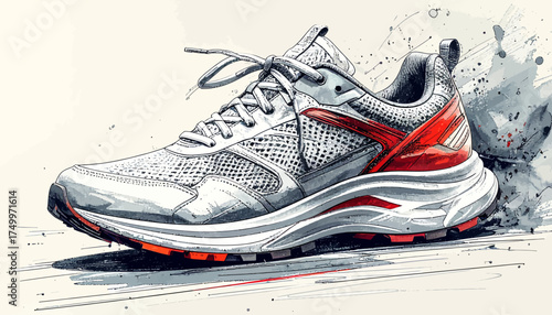Running shoe splash art with dynamic motion
