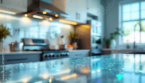 Wallpaper Mural Modern Kitchen Interior with Focus on Sparkling Countertop Surface Torontodigital.ca