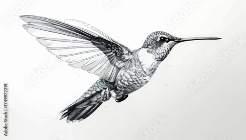 Hummingbird in flight with transparent background