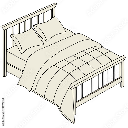 Simple illustration of a bed with pillows and blanket