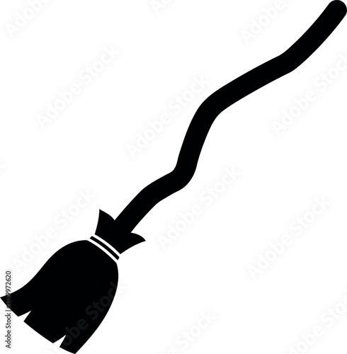 Witch broomstick silhouette flying halloween magic icon vector