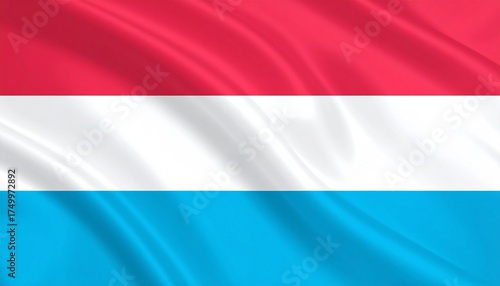 Luxembourg national flag with horizontal stripes of red, white, and light blue.