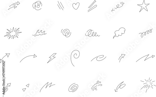 Minimal Hand Drawn Doodle Elements – Abstract Arrow, Symbol, Line Art Vector Set