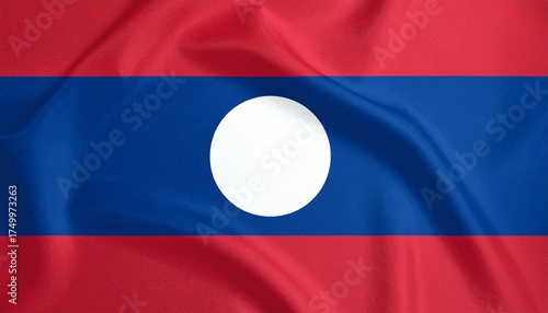 Free Download Laos national flag with horizontal red-blue-red stripes and central white disc—symbolizing unity, wealth, and sacrifice for independence. - GFXLoad