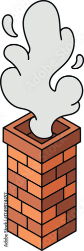 Cozy brick chimney emitting warm smoke illustration vector