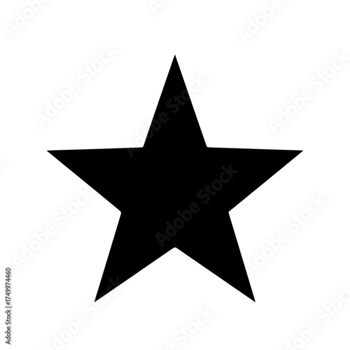 Simple Black Five-Pointed Star Silhouette Against White Background, Isolated Shape.