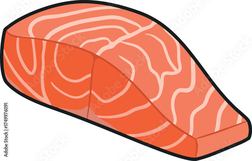 Vibrant salmon fillet fresh seafood cuisine vector
