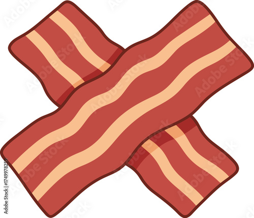 Crispy bacon strips crossed delicious breakfast meat food photography vector