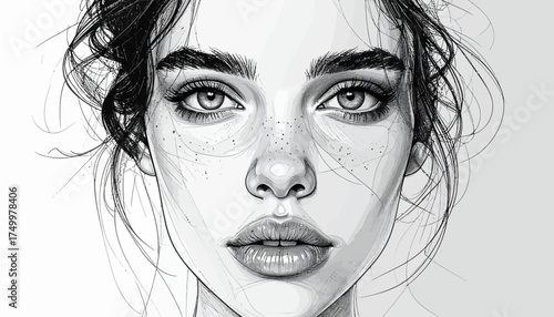Woman's face portrait sketch with detailed eyes