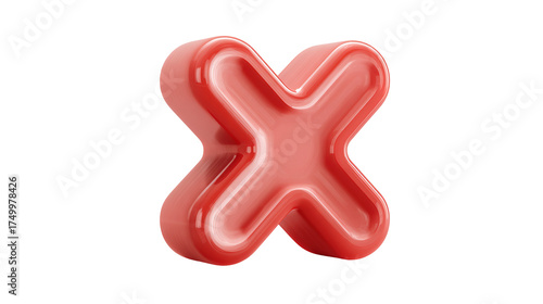 red cross button 3d icon in cartoon plastic style minimal isolated on transparent white background