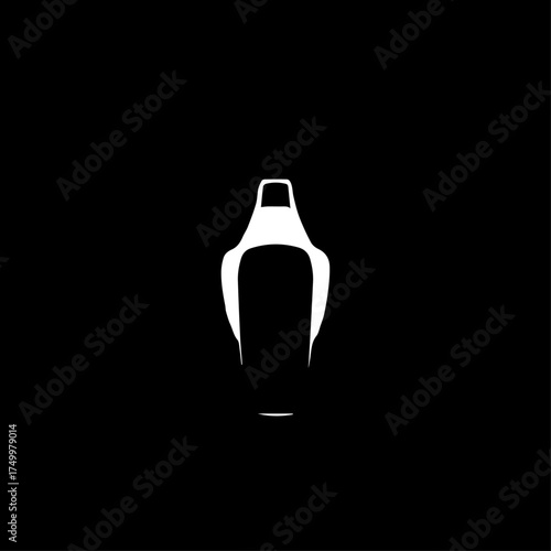 Sleek White Silhouette of a Modern Racing Car Seat Design.