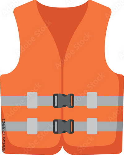 Bright orange life vest safety gear for water sports vector