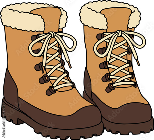 Cozy fur lined winter boots warm footwear for cold weather adventures vector