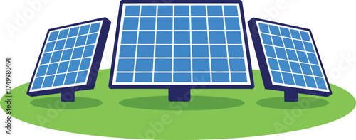 Modern solar panels green energy technology vector