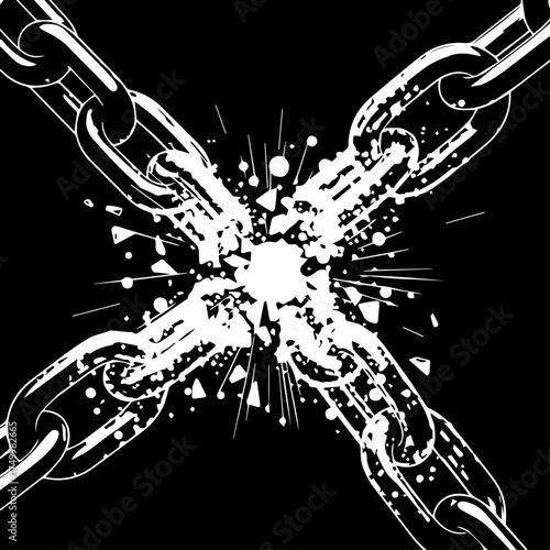 Graphic Illustration of Broken Chains Symbolizing Freedom and Liberation.