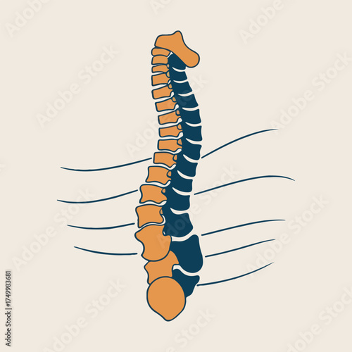 Abstract and educational World Spine Day vector featuring spine anatomy, protective shield, musical spine, nature-inspired spine, physiotherapy, movement, rehabilitation, and medical wellness icons