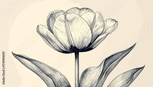 Tulip flower sketch with transparent background