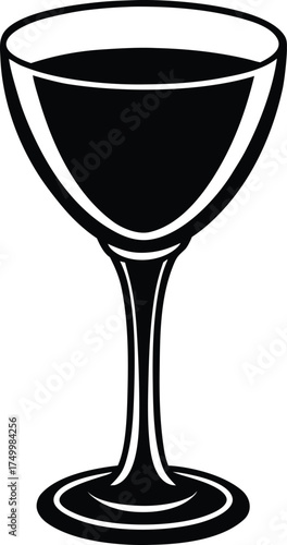 Elegant Cocktail Glass Silhouette Vector Minimalist Beverage Container Outline Drawing Stylish Drinkware Graphic Design Element