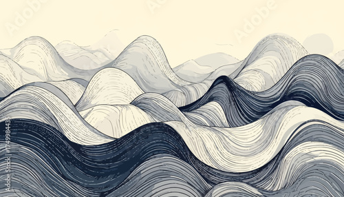 Abstract mountain landscape with flowing lines