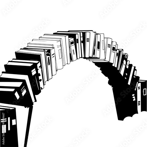 Black and White Arch of Books Depicting Knowledge and Education.