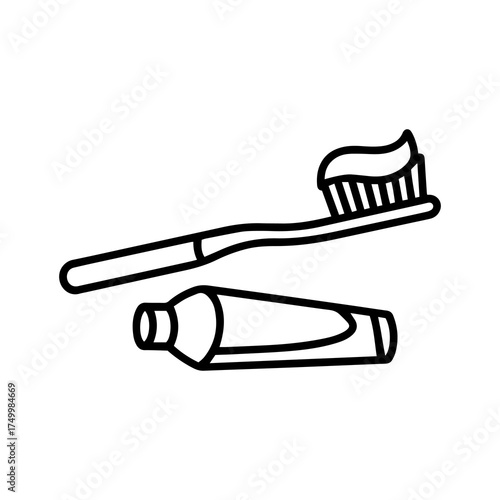 Toothbrush and Toothpaste Icon