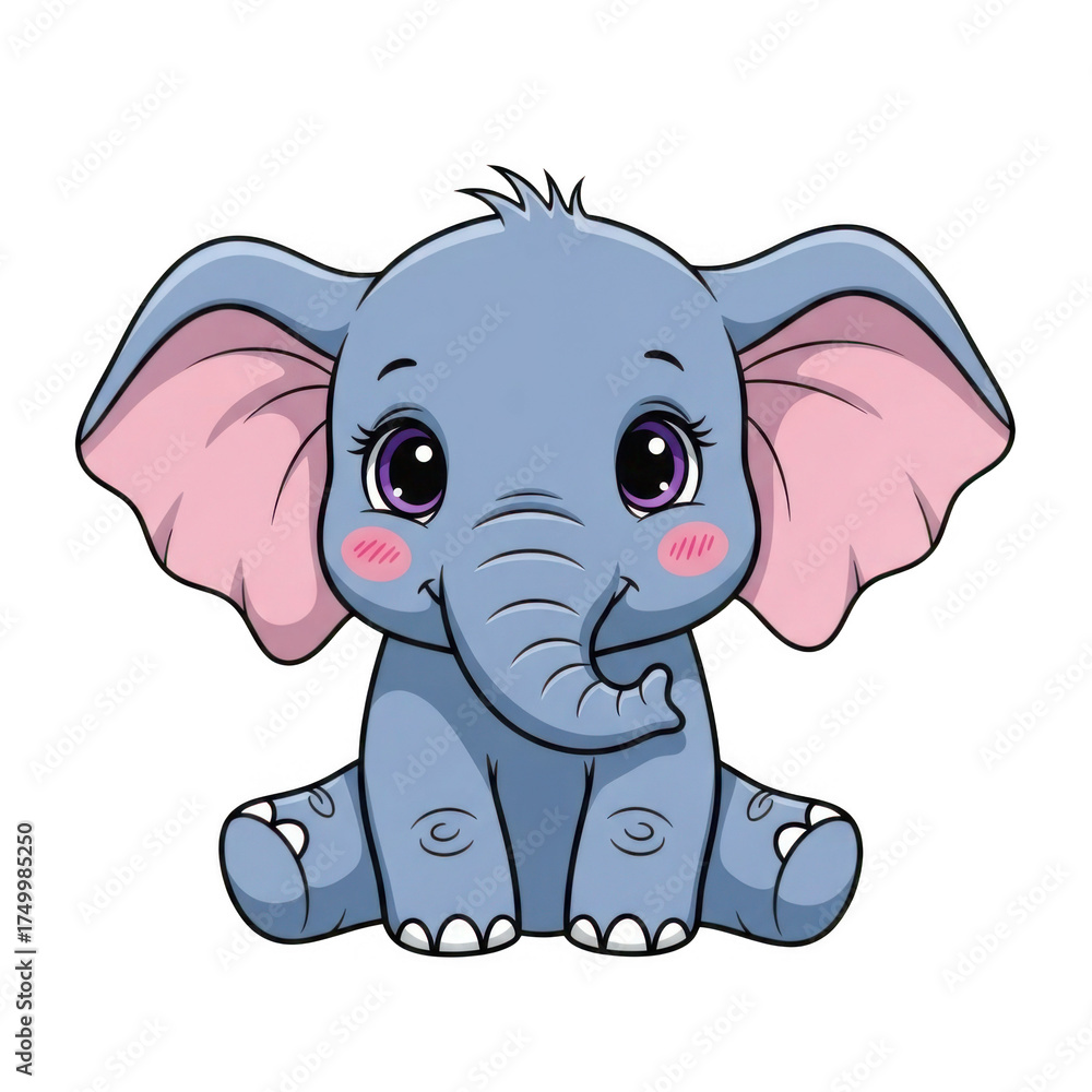 Fototapeta premium 3d adorable baby elephant cartoon character isolated on transparent background