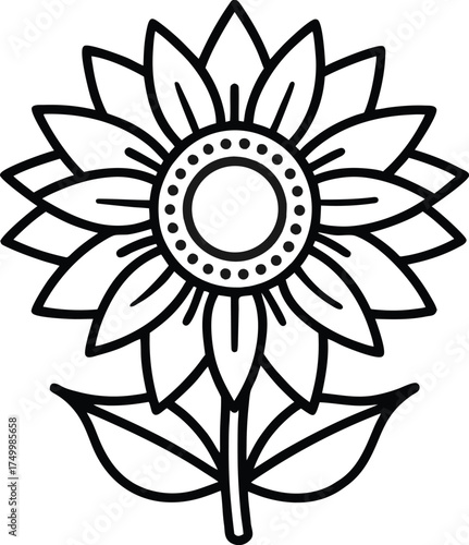 Sunflower outline vector icon