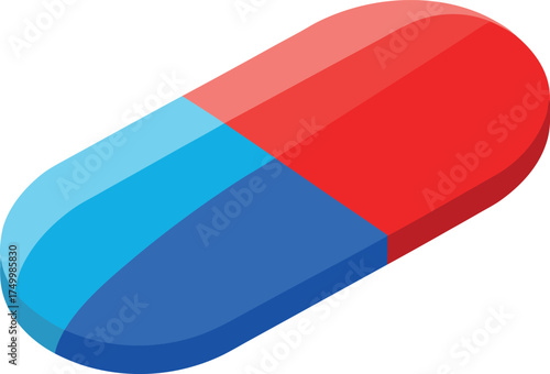 Vector art of isometric capsule pill, a medication for health and wellness