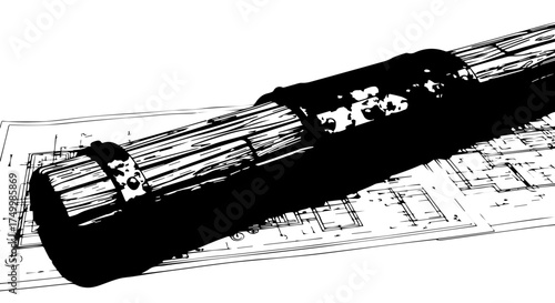 Black and White Clarinet Resting on Sheet Music, Detailed Close-Up View.