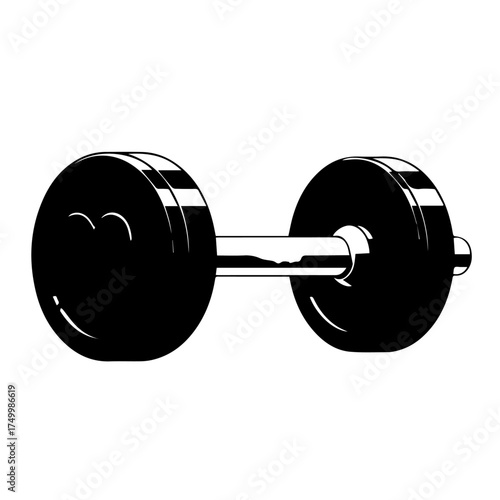Black and White Dumbbell Illustration Depicting Weightlifting Equipment for Fitness.